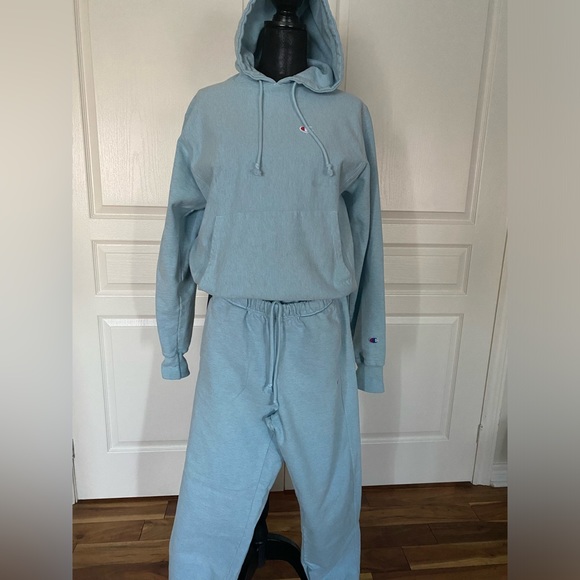 Champion tracksuit in baby blue hoodie and track pants - Picture 1 of 5